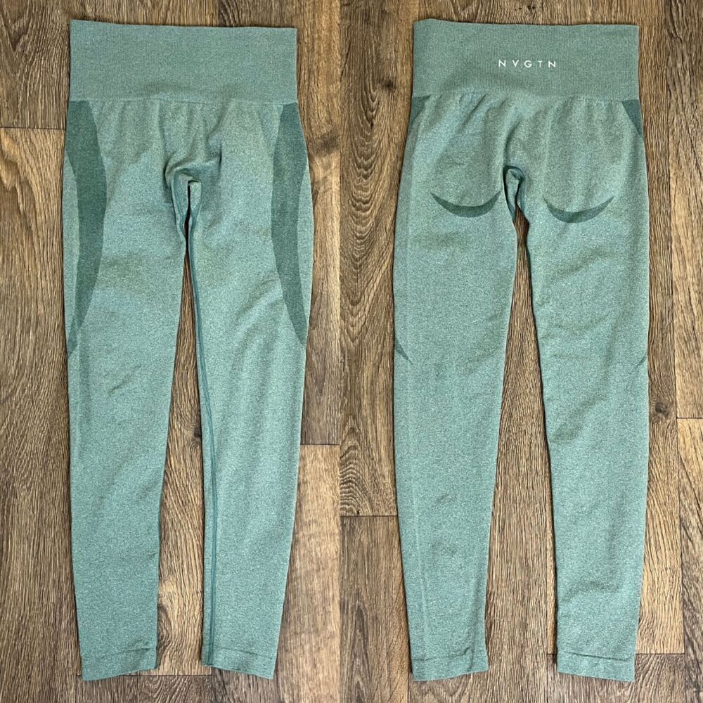 NVGTN Women Size S Green Contour Seamless Leggings High Rise Athletic Activewear
